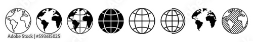 Set of Earth Planet line shapes, thin line design vector illustration