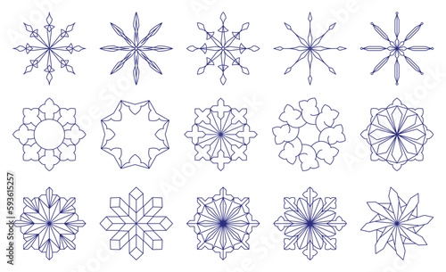 Snowflakes in blue. Geometr...