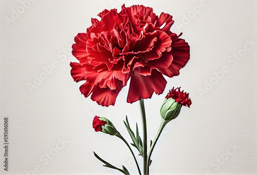  Beautiful red carnation flowers isolated on white backgroun