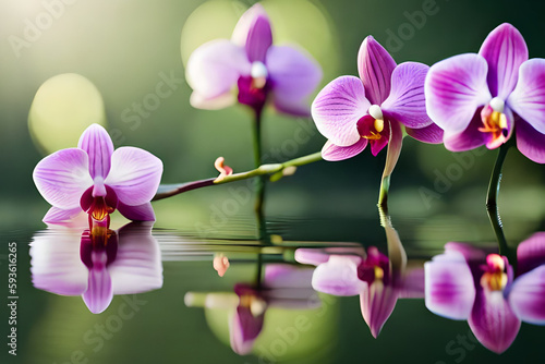 pink orchid in water