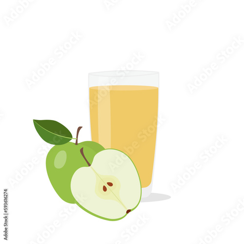 Glasses with fresh delicious apple juice in glass on white background
