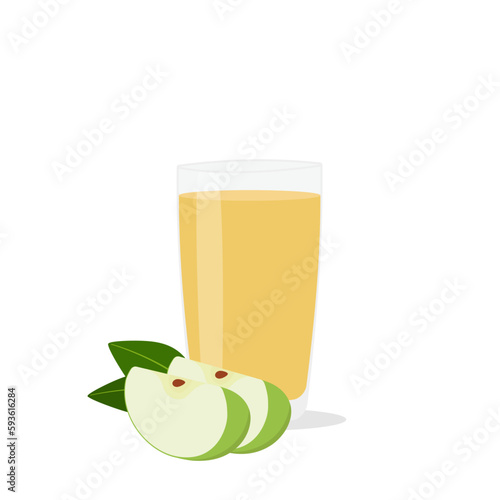 Glasses with fresh delicious apple juice in glass on white background
