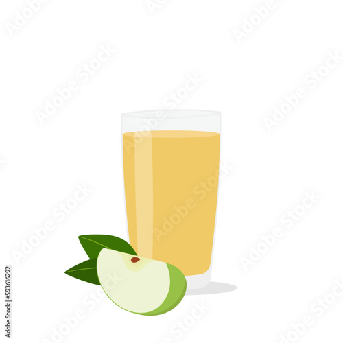 Glasses with fresh delicious apple juice in glass on white background
