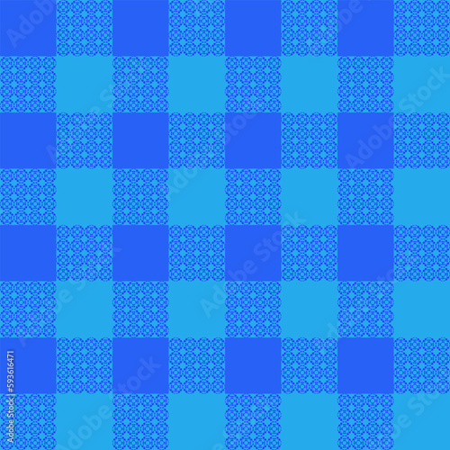 Blue ocean tone of gingham pattern. For plaid, tablecloth, clothe, shirt, dress, paper, bedding, blanket, quilt, textile. Vector seamless design. Concept of cowboy, country, kitchen, restaurant.