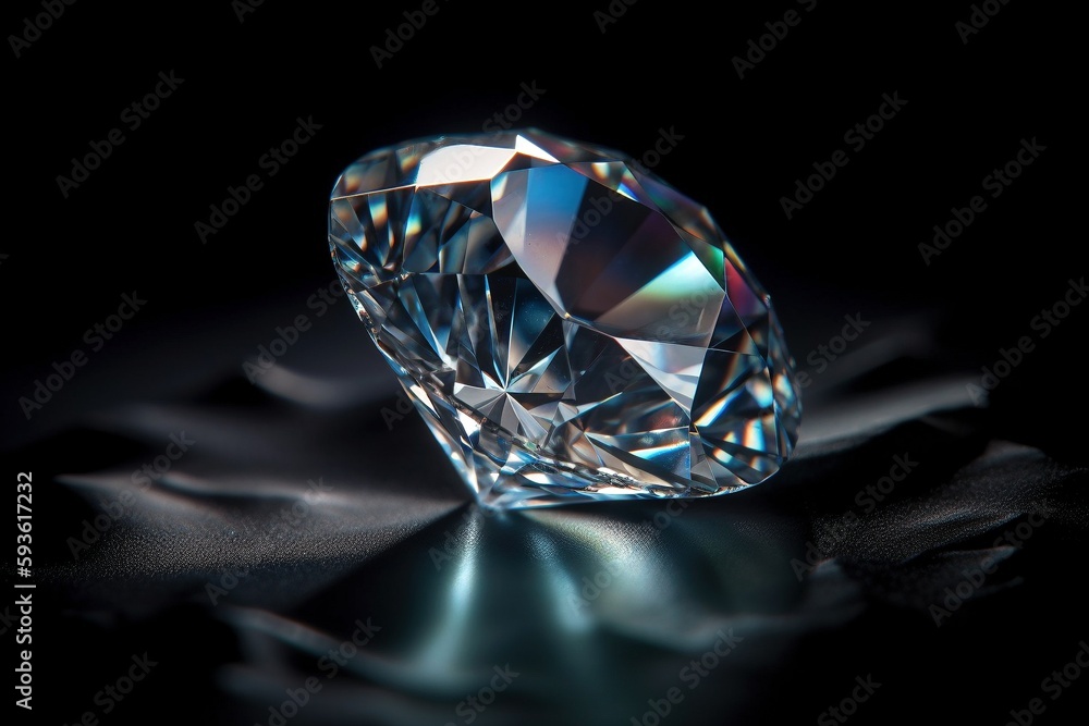 Fototapeta premium Flawless Perfection: Single Diamond on Dark Background Generative AI