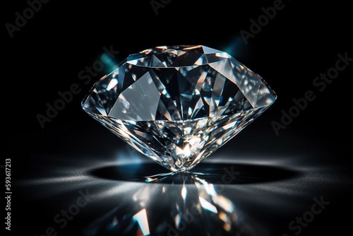 Flawless Perfection  Single Diamond on Dark Background Generative AI