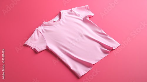 Generative ai pink blank unbranded t-shirt isolated on fuchsia background