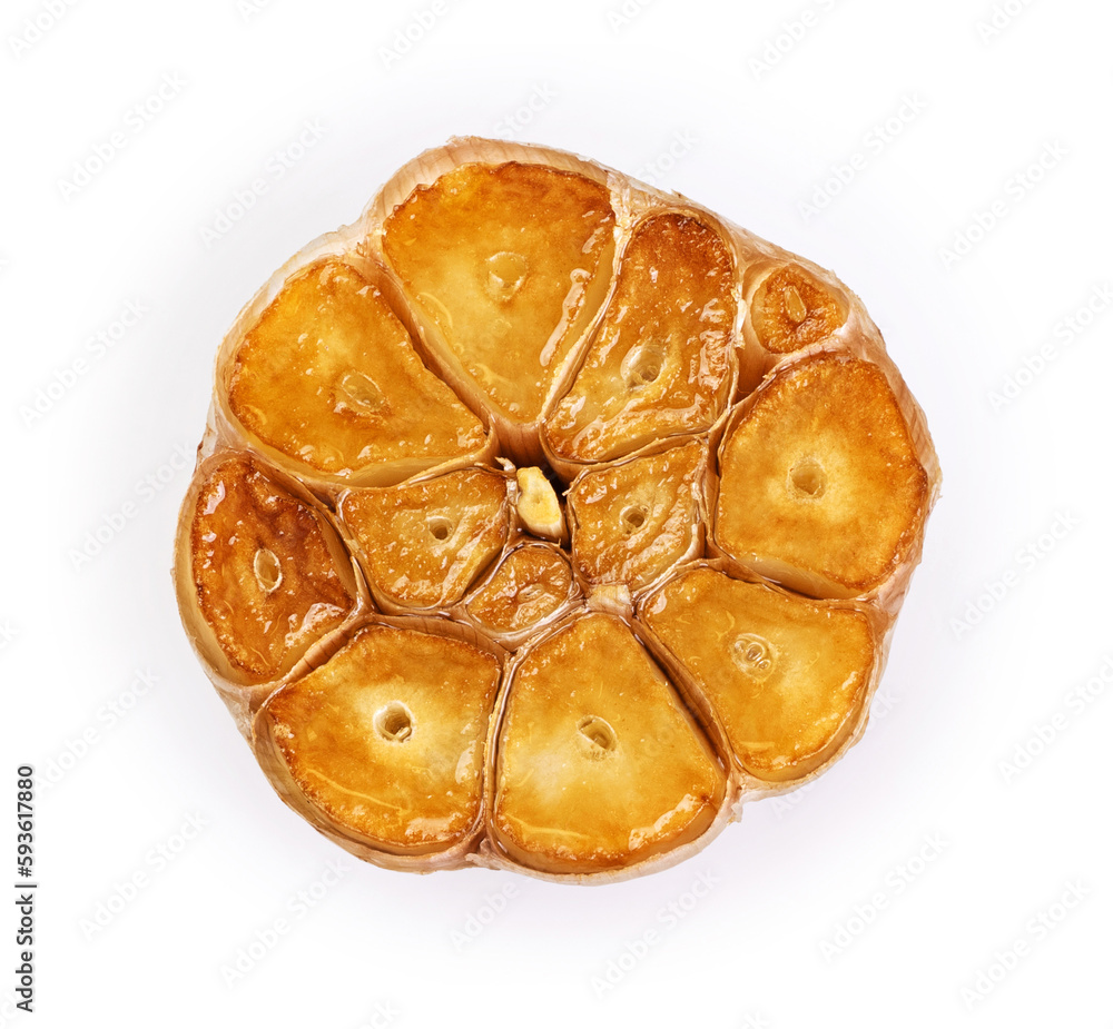 Grilled garlic isolated on white background. With clipping path. Grilled garlic isolated on white background. With clipping path.