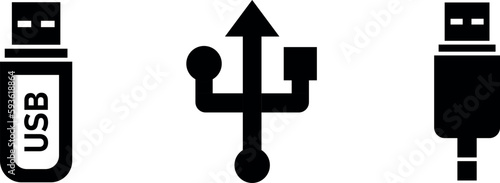 USB vector icons, collection of usb icon for web. 