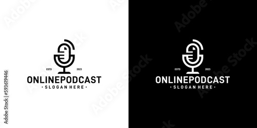 Podcast logo design template with signal wifi design vector illustration. Symbol podcast online, icon, creative.
