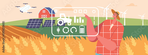 Modern Farmer Male Character Use Precision Farming Techniques And Data-driven Insights Are At The Core Of The Smart Farm