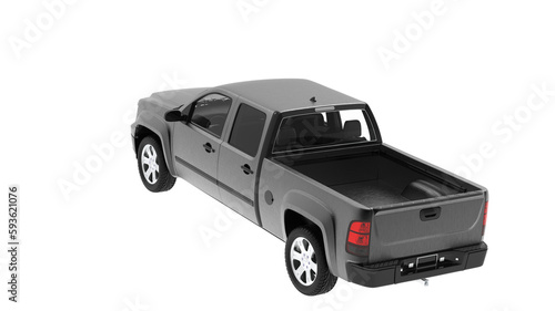 Black Pickup Truck isolated on empty background