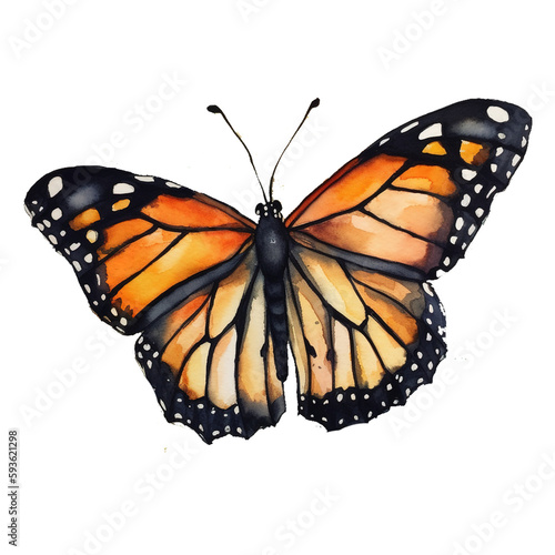 Fotografia Watercolor monarch butterfly. generative ai