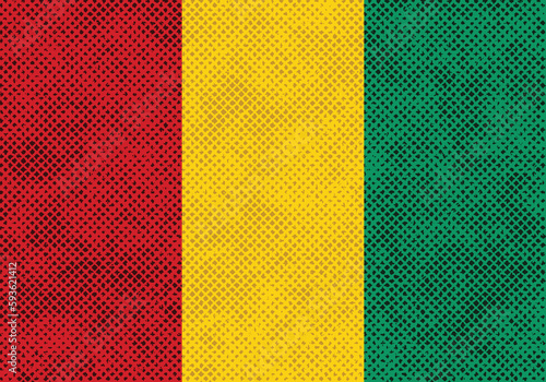 Republic of Guinea flag with rough and scratchy dotted textured