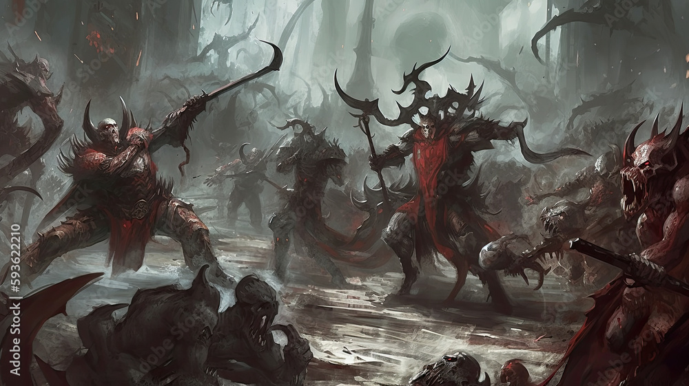 Demonic Combat epic fight between demons created with Generative AI technology Stock ...