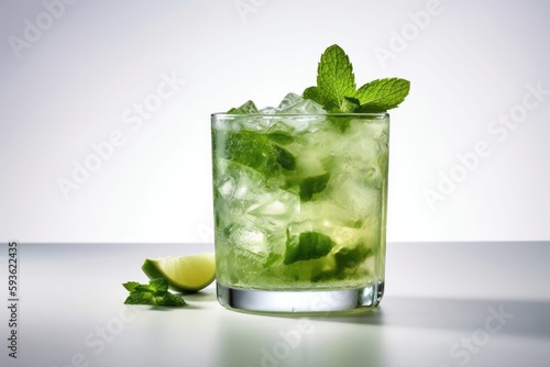 Delicious Mojito Cocktail Drink isolated on white background Generative Ai