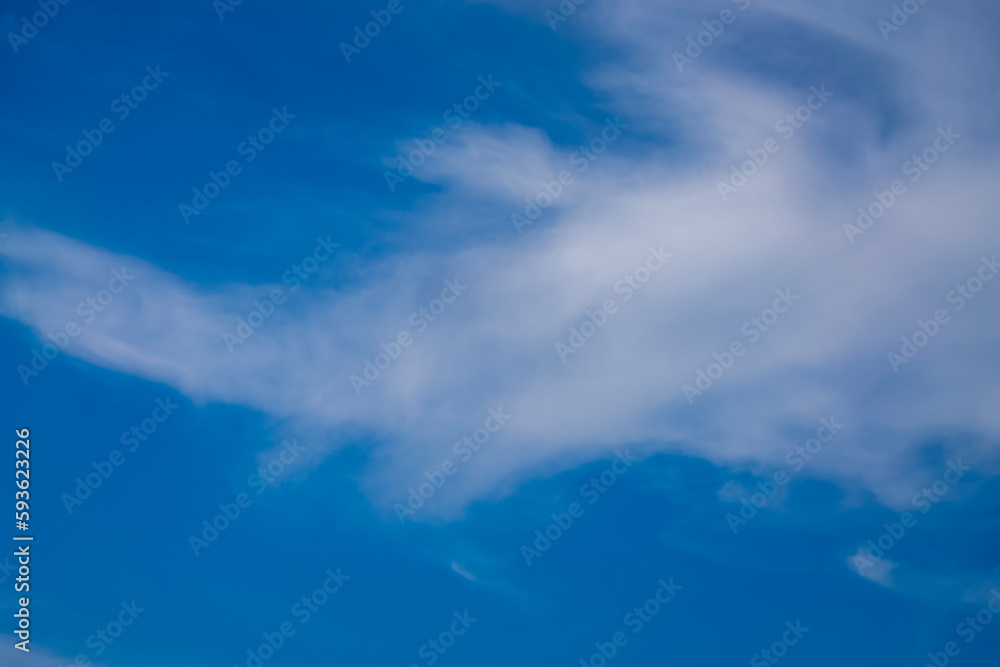 Blue sky with blurred clouds, abstract natural background