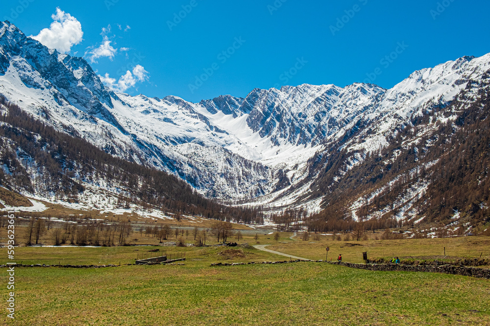 Alpinian valley Conca del Prà, Piedmont, Italy