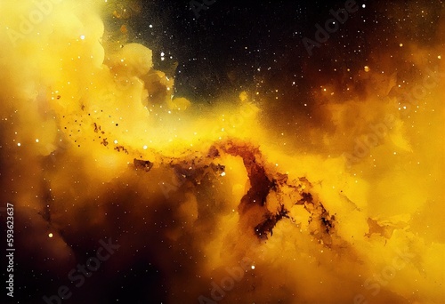 Texture watercolor galaxy and space for background in yello
