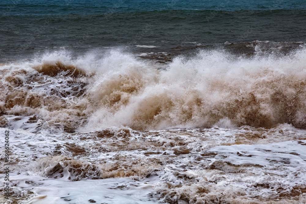 View of the stormy water of the Atlantic Ocean. View of the stormy water of the Atlantic Ocean.