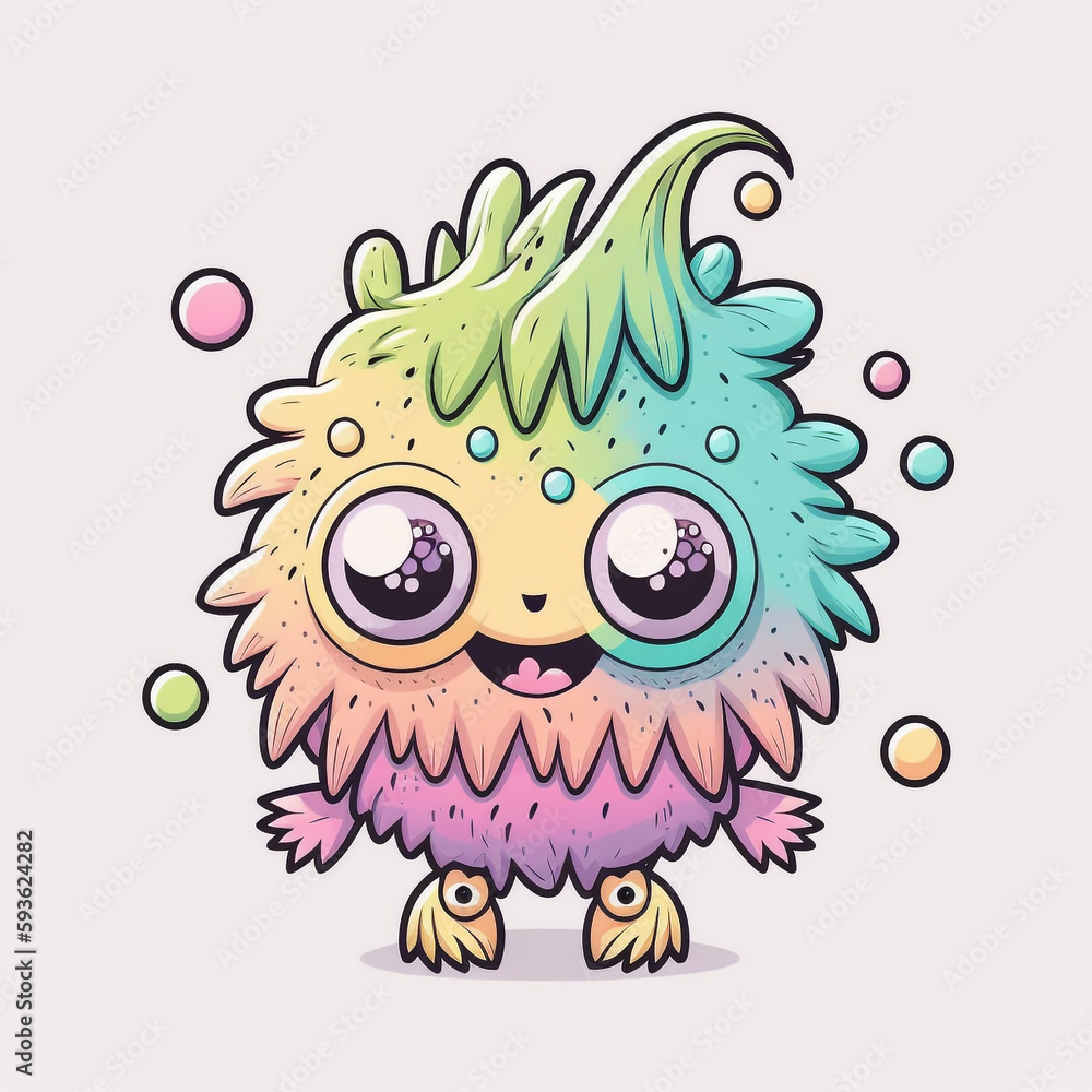 Cute and colorful monster. AI generated.