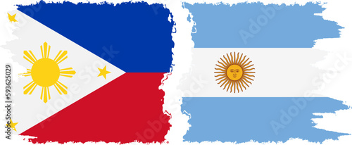 Argentina and Philippines grunge flags connection vector
