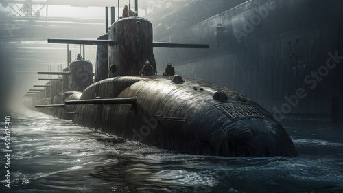 Fotografija submarine in the ocean created with Generative AI technology