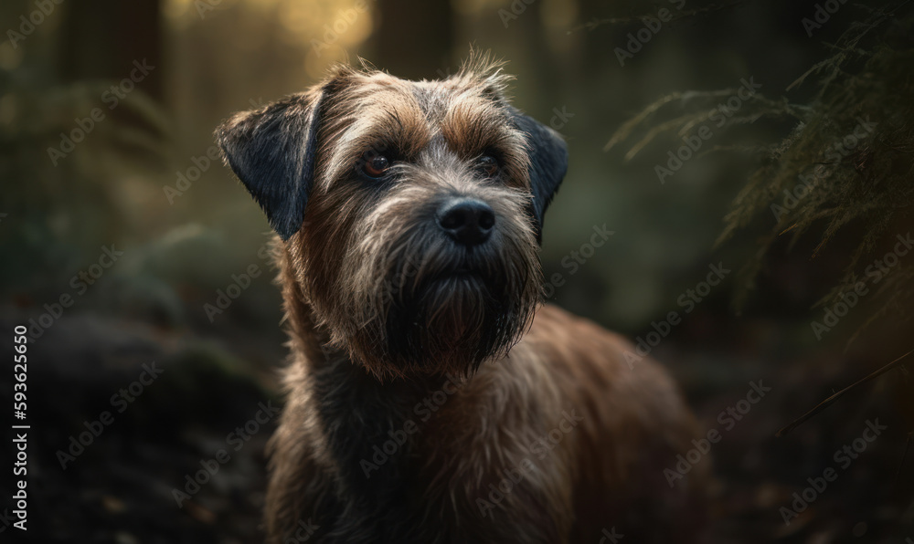 photo of border terrier in its natural habitat. Generative AI photo of border terrier in its natural habitat. Generative AI