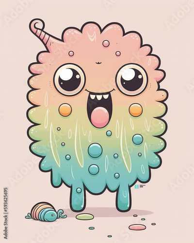 Wallpaper Mural colorful monster cartoon. Created with AI tools. Torontodigital.ca