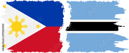 Botswana and Philippines grunge flags connection vector