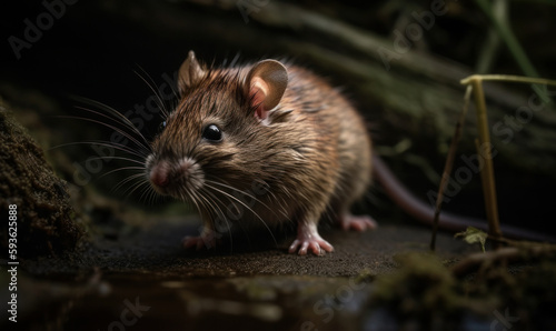 photo of brown rat in its natural habitat. Generative AI