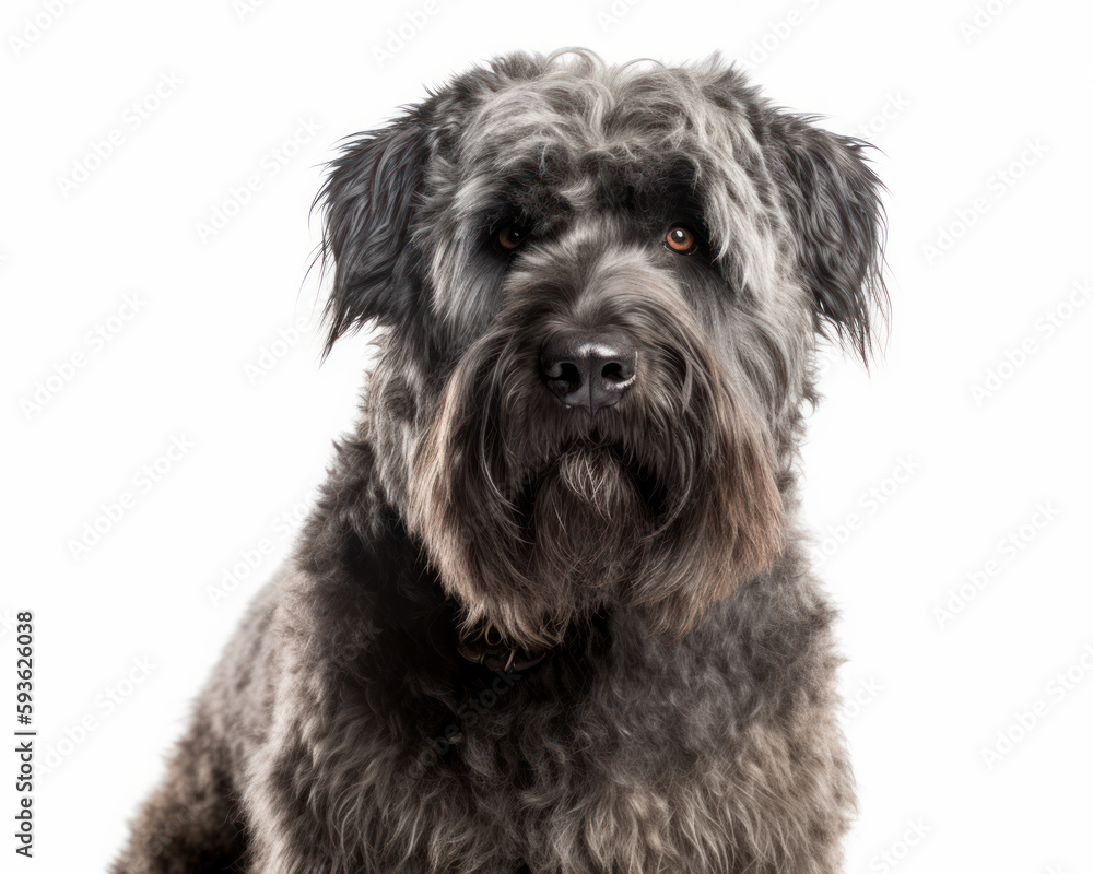 photo of bouvier des Flandres isolated on white background. Generative AI photo of bouvier des Flandres isolated on white background. Generative AI