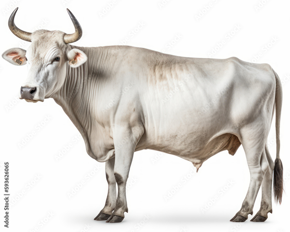 photo of Brahman bull isolated on white background. Generative AI photo of Brahman bull isolated on white background. Generative AI