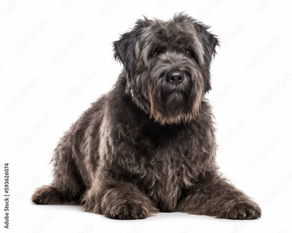 photo of bouvier des Flandres isolated on white background. Generative AI photo of bouvier des Flandres isolated on white background. Generative AI
