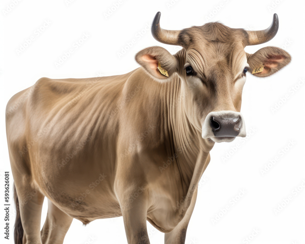 photo of Brown Swiss isolated on white background. Generative AI