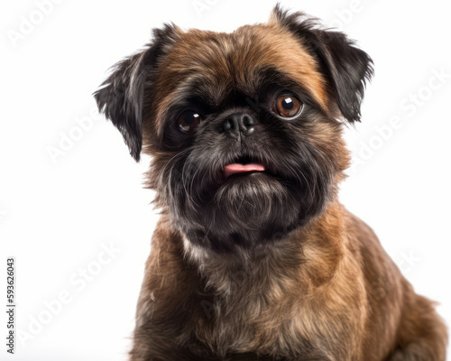 photo of Brussels griffon isolated on white background. Generative AI