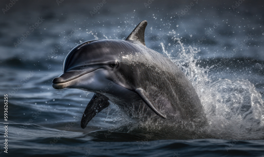 Obraz premium photo of bottlenose dolphin in its natural habitat. Generative AI