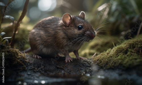 photo of brown rat in its natural habitat. Generative AI