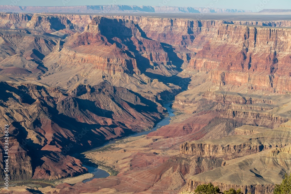 Aerial drone shot of the landmarks of the Grand Canyon, Arizona, USA Aerial drone shot of the landmarks of the Grand Canyon, Arizona, USA