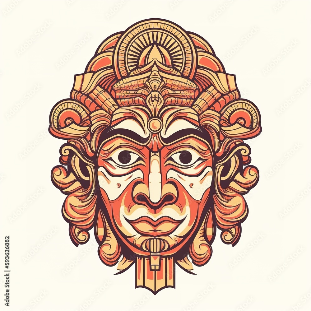 Naklejka premium Artistic illustration of a tribe face by generative ai