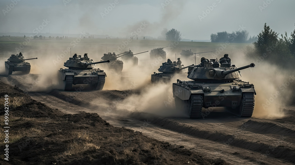 tanks in a battlefield created with Generative AI technology tanks in a battlefield created with Generative AI technology