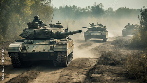 tanks in a battlefield created with Generative AI technology