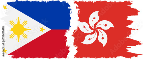 Hong Kong and Philippines grunge flags connection vector photo