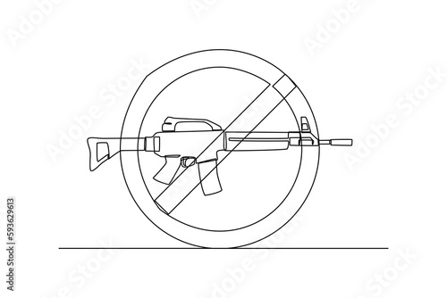 Single one line drawing stop terrorism. Anti terrorism concept. Continuous line draw design graphic vector illustration.