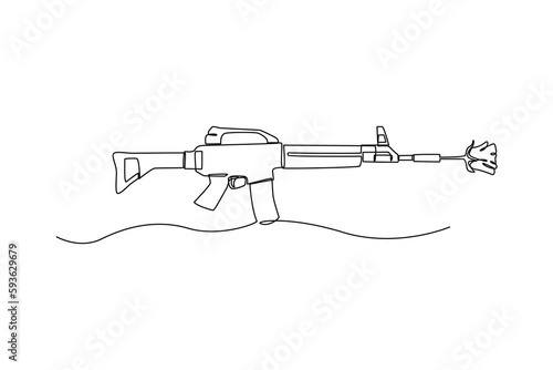Single one line drawing anti terrorism day. Anti terrorism concept. Continuous line draw design graphic vector illustration.