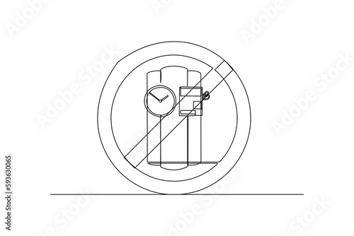 Single one line drawing stop terrorism bombs. Anti terrorism concept. Continuous line draw design graphic vector illustration.