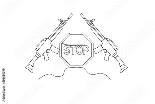 Single one line drawing terrorism is a crime. Anti terrorism concept. Continuous line draw design graphic vector illustration.