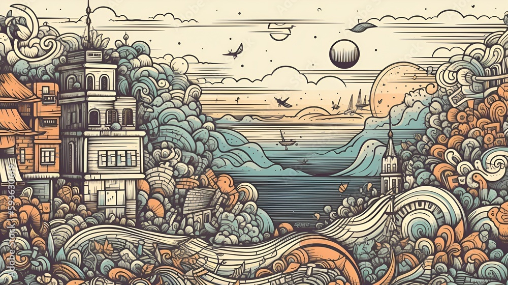 Cityscape Doodle: A Playful Take on the Urban Skyline Cityscape Doodle: A Playful Take on the Urban Skyline