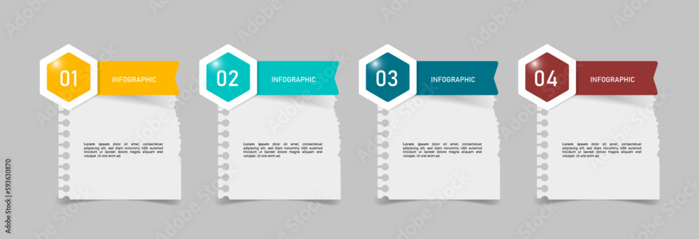 Business Infographic with note paper design vector.