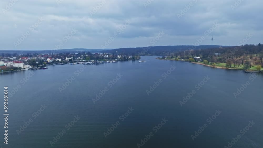 Drone shot of Tiefen See ( Deep Lake ) Potsdam , Germany Drone shot of Tiefen See ( Deep Lake ) Potsdam , Germany